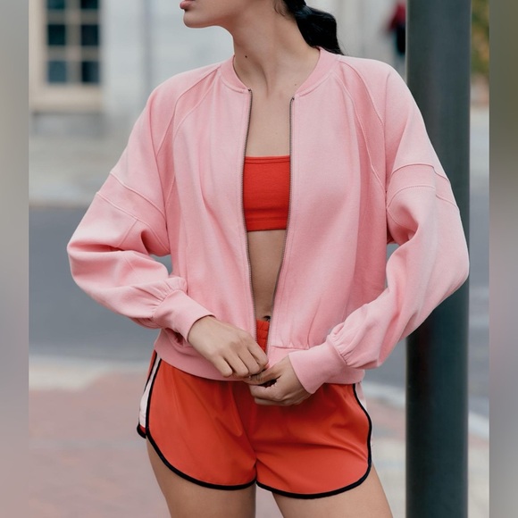 Anthropologie Sweaters - Daily Practice by Anthropologie Pink Fleece Jacket Full Zip Size Medium Like New